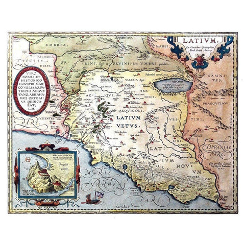 Lazio Italy - Ortelius 1570 Black Modern Wood Framed Art Print by Ortelius