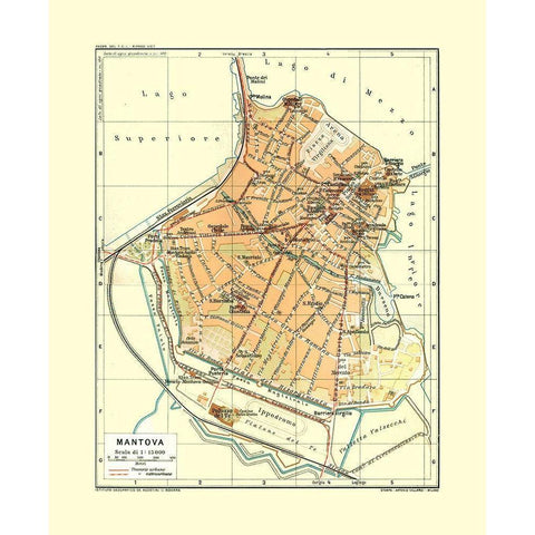 Mantua Italy - Ortelius 1570 Gold Ornate Wood Framed Art Print with Double Matting by Ortelius
