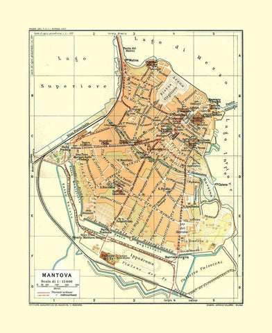 Mantua Italy - Ortelius 1570 Black Ornate Wood Framed Art Print with Double Matting by Ortelius