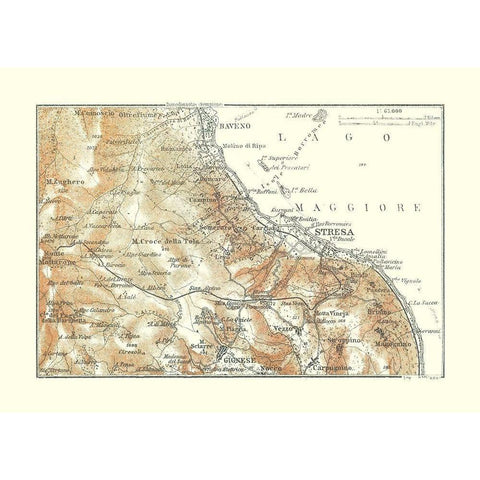 Stresa Region Italy - Baedeker 1921 Black Modern Wood Framed Art Print by Baedeker