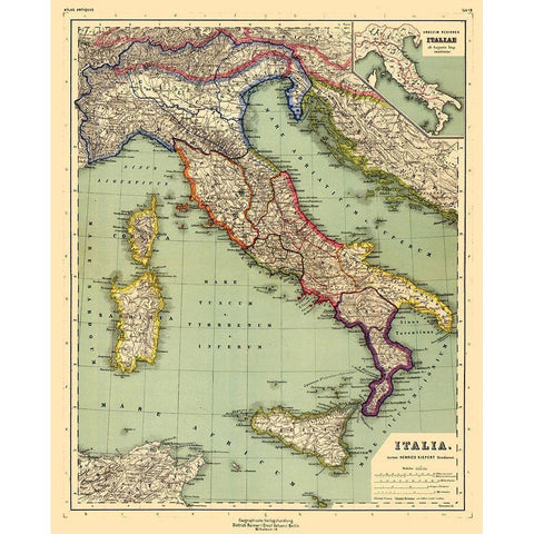 Italy - Kiepert 1903 Black Modern Wood Framed Art Print by Kiepert