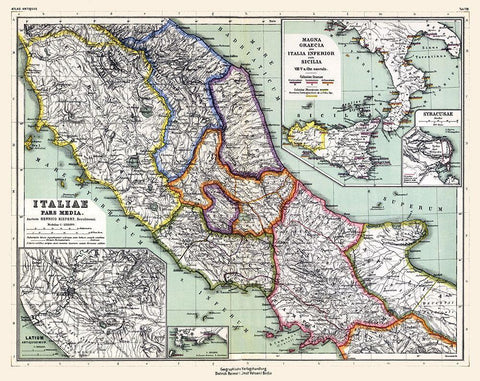 Central Italy - Kiepert 1903 White Modern Wood Framed Art Print with Double Matting by Kiepert