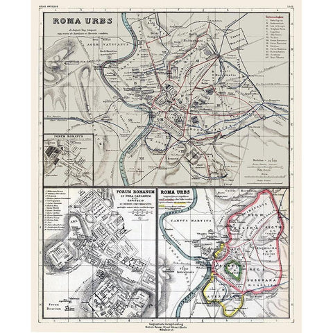 Rome Italy - Kiepert 1903 White Modern Wood Framed Art Print by Kiepert