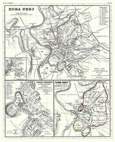 Rome Italy - Kiepert 1903 White Modern Wood Framed Art Print with Double Matting by Kiepert