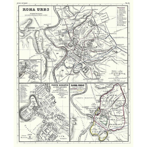 Rome Italy - Kiepert 1903 Black Modern Wood Framed Art Print with Double Matting by Kiepert