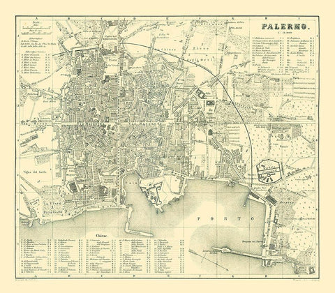 Palermo Italy - Baedeker 1880 White Modern Wood Framed Art Print with Double Matting by Baedeker