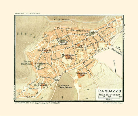 Randazzo Sicily Italy - Baedeker 1880 White Modern Wood Framed Art Print with Double Matting by Baedeker