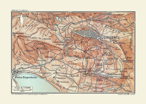 Girgenti Region Italy - Baedeker 1880 White Modern Wood Framed Art Print with Double Matting by Baedeker