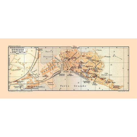 Syracuse Italy - Baedeker 1880 White Modern Wood Framed Art Print by Baedeker