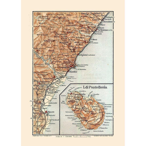 Giardini Region Sicily Italy - Baedeker 1880 White Modern Wood Framed Art Print by Baedeker