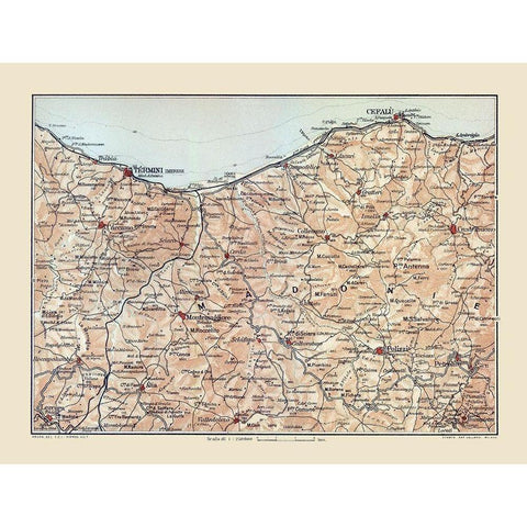 Madonie Region Sicily Italy - Baedeker 1880 White Modern Wood Framed Art Print by Baedeker