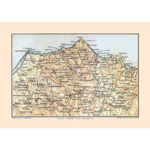 Northeastern Sicily Italy - Baedeker 1880 White Modern Wood Framed Art Print by Baedeker