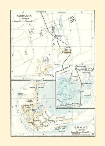 Aquileia Grado Italy - Bertarelli 1914 White Modern Wood Framed Art Print with Double Matting by Bertarelli