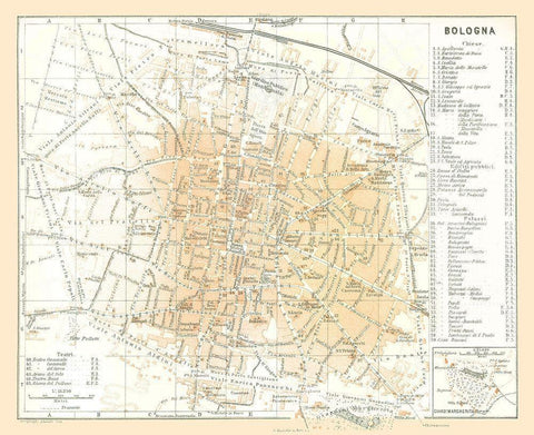 Bologna Italy - Bertarelli 1914 White Modern Wood Framed Art Print with Double Matting by Bertarelli