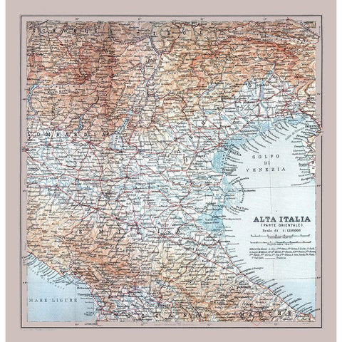 Northeastern Italy - Bertarelli 1914 White Modern Wood Framed Art Print by Bertarelli