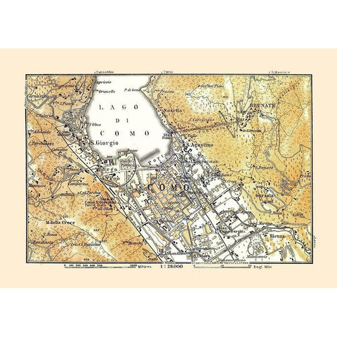 Province of Como Italy - Bertarelli 1914 Black Modern Wood Framed Art Print with Double Matting by Bertarelli