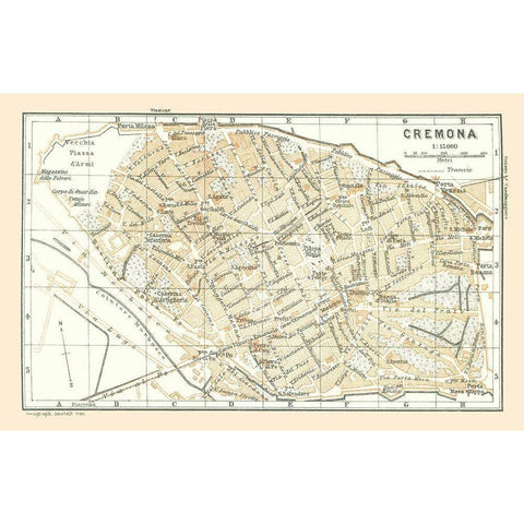 Cremona Italy - Bertarelli 1914 White Modern Wood Framed Art Print by Bertarelli