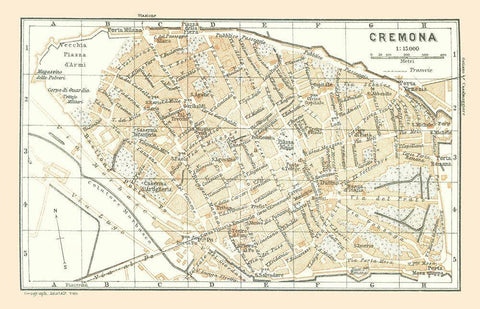 Cremona Italy - Bertarelli 1914 White Modern Wood Framed Art Print with Double Matting by Bertarelli