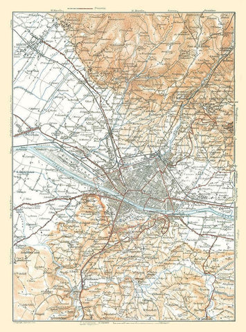 Florence Italy - Bertarelli 1914 Black Ornate Wood Framed Art Print with Double Matting by Bertarelli