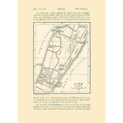 Lido Italy - Bertarelli 1914 Black Modern Wood Framed Art Print with Double Matting by Bertarelli