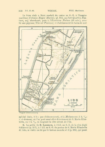 Lido Italy - Bertarelli 1914 Black Ornate Wood Framed Art Print with Double Matting by Bertarelli