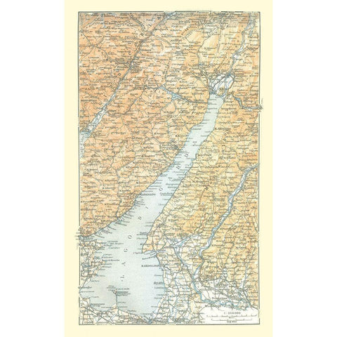 Lake Garda Cities Italy - Bertarelli 1914 Black Modern Wood Framed Art Print with Double Matting by Bertarelli