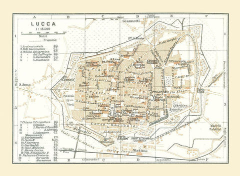 Lucca Italy - Bertarelli 1914 White Modern Wood Framed Art Print with Double Matting by Bertarelli