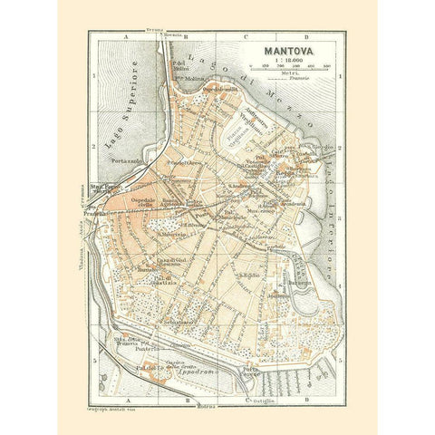 Mantova Italy - Bertarelli 1914 Black Modern Wood Framed Art Print by Bertarelli