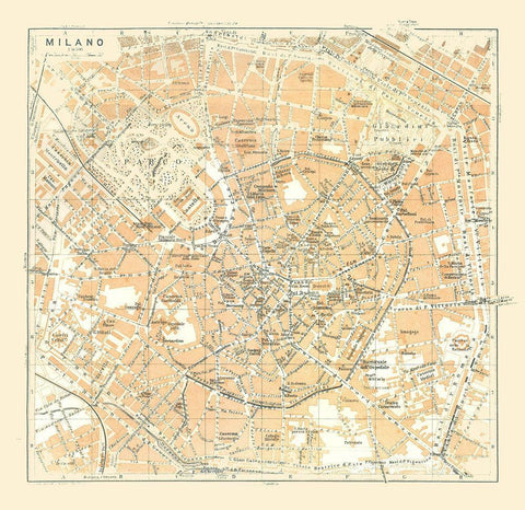 Milan Italy - Bertarelli 1914 White Modern Wood Framed Art Print with Double Matting by Bertarelli