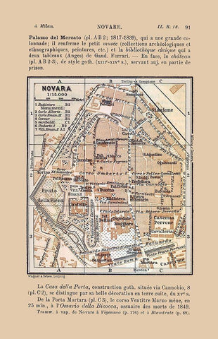 Novara Italy - Bertarelli 1914 White Modern Wood Framed Art Print with Double Matting by Bertarelli