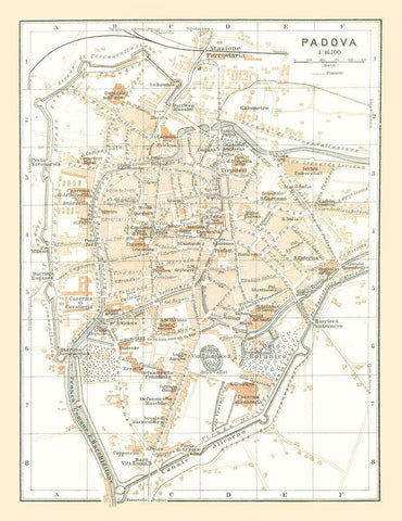 Padua Italy - Bertarelli 1914 Black Ornate Wood Framed Art Print with Double Matting by Bertarelli