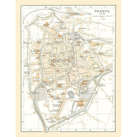 Padua Italy - Bertarelli 1914 White Modern Wood Framed Art Print by Bertarelli