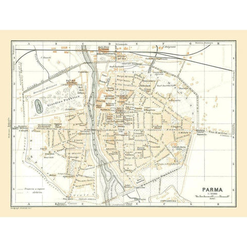 Parma Italy - Bertarelli 1914 Black Modern Wood Framed Art Print by Bertarelli