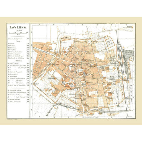 Ravenna Italy - Bertarelli 1914 Gold Ornate Wood Framed Art Print with Double Matting by Bertarelli