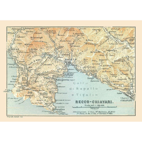 Recco Chiavari Italy - Bertarelli 1914 Black Modern Wood Framed Art Print by Bertarelli