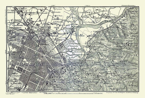 Turin Italy - Bertarelli 1914 Black Ornate Wood Framed Art Print with Double Matting by Bertarelli