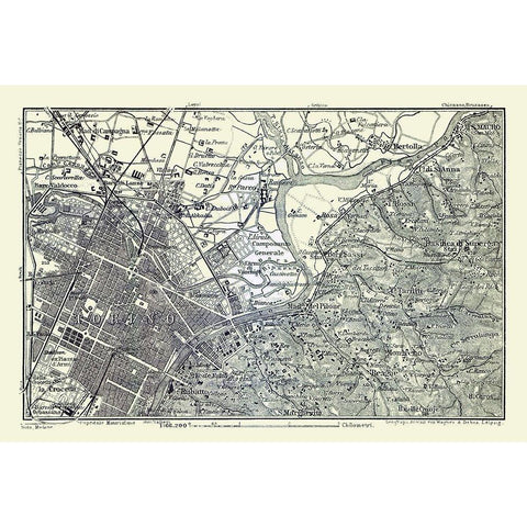 Turin Italy - Bertarelli 1914 White Modern Wood Framed Art Print by Bertarelli