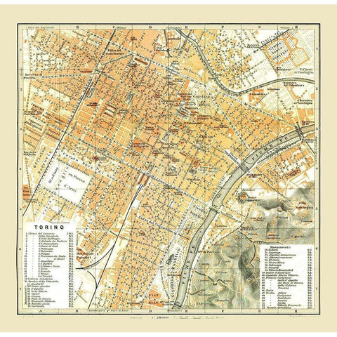 Turin Italy - Bertarelli 1914 Gold Ornate Wood Framed Art Print with Double Matting by Bertarelli