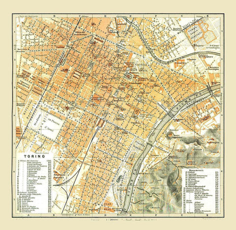 Turin Italy - Bertarelli 1914 White Modern Wood Framed Art Print with Double Matting by Bertarelli