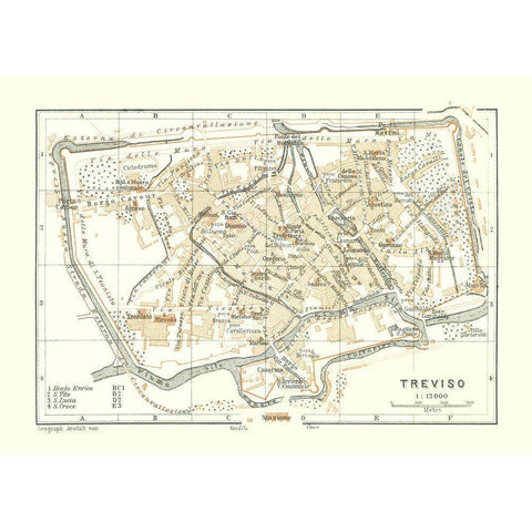 Treviso Italy - Bertarelli 1914 Black Modern Wood Framed Art Print by Bertarelli