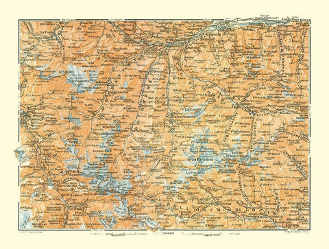 Mountains France Italy - Bertarelli 1914 White Modern Wood Framed Art Print with Double Matting by Bertarelli