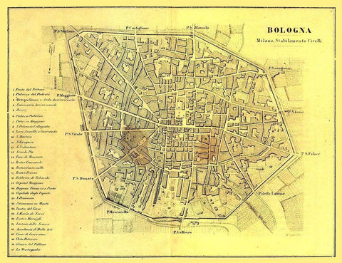 Bologna Italy - Muggiani 1865  White Modern Wood Framed Art Print with Double Matting by Muggiani