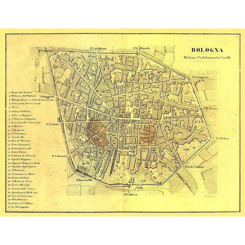 Bologna Italy - Muggiani 1865  White Modern Wood Framed Art Print by Muggiani