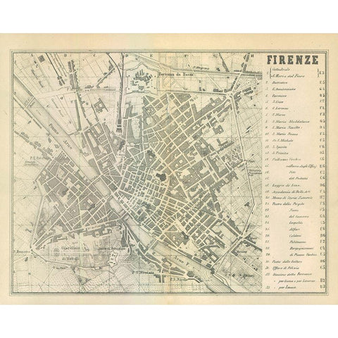 Firenze Italy - Castro 1870  Black Modern Wood Framed Art Print by Castro