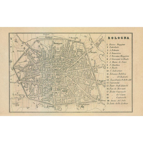 Bologna Italy - Castro 1870  White Modern Wood Framed Art Print by Castro