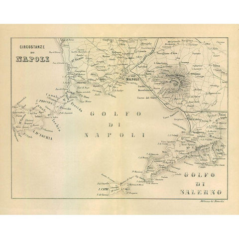 Napoli Italy - Castro 1870  Gold Ornate Wood Framed Art Print with Double Matting by Castro