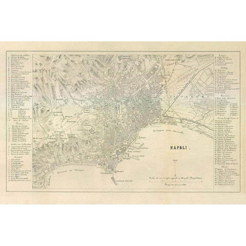 Napoli Italy - Castro 1870  White Modern Wood Framed Art Print by Castro