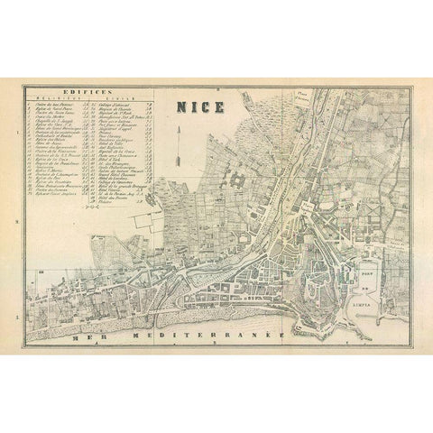 Nice Italy - Castro 1870  Gold Ornate Wood Framed Art Print with Double Matting by Castro