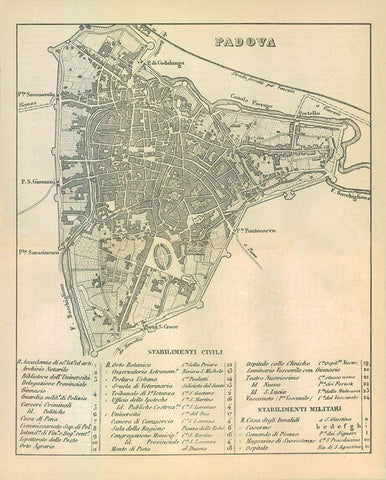Padova Italy - Castro 1870  Black Ornate Wood Framed Art Print with Double Matting by Castro