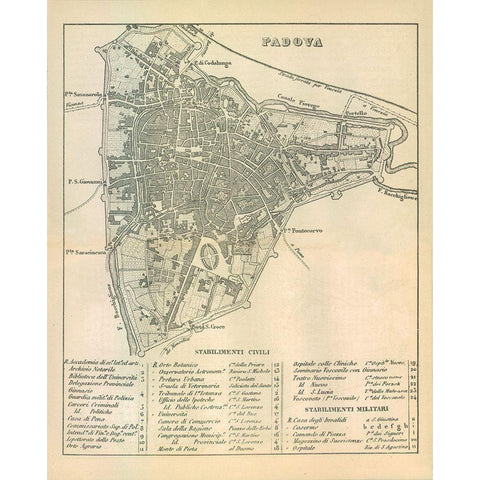 Padova Italy - Castro 1870  Black Modern Wood Framed Art Print by Castro